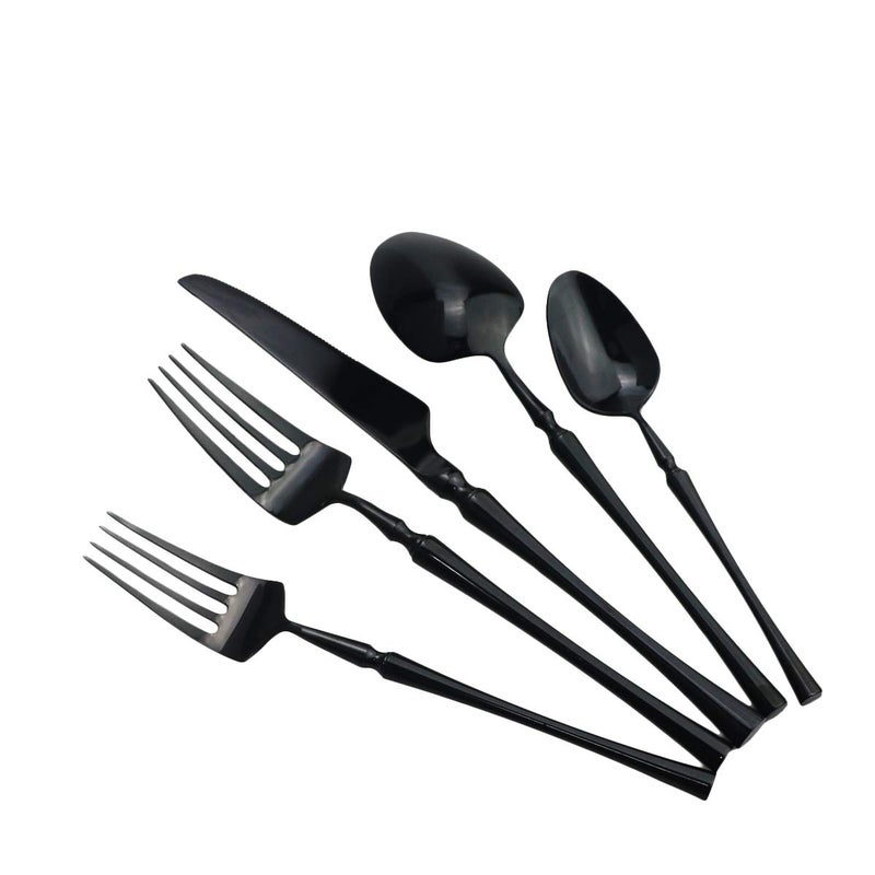 Gugrida 20 piece Black Flatware Set 304 Stainless Steel Fork Spoon Cutlery Luxury Mirror Polished Silverware, Dishwasher Safe, Service for 4 - Image 3